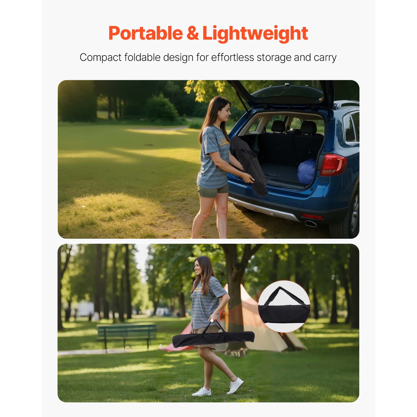 Folding Portable Camping Table Aluminum Outdoor Picnic Roll up Table Storage Bag