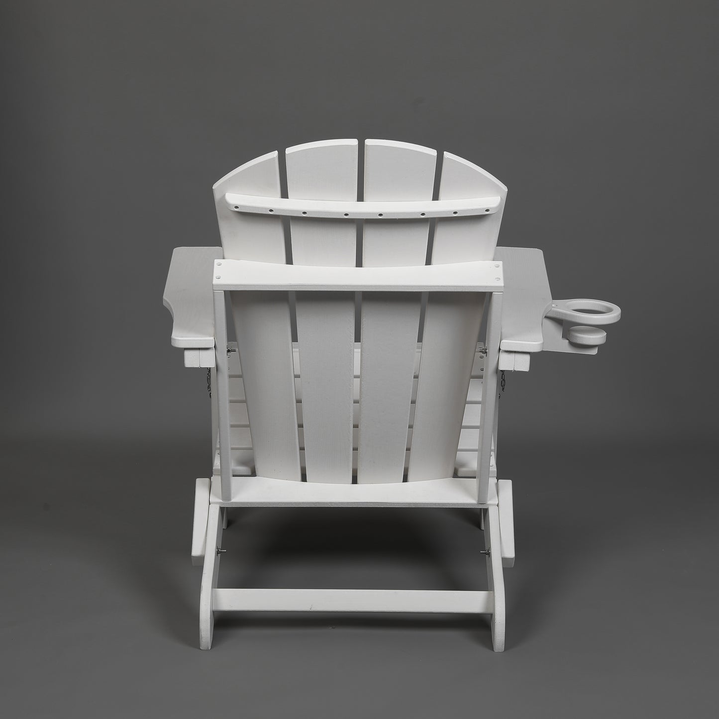 HDPE Folding Adirondack Chair with Dual Cup Holder - Composite Adirondack Chair with Wood Texture- White