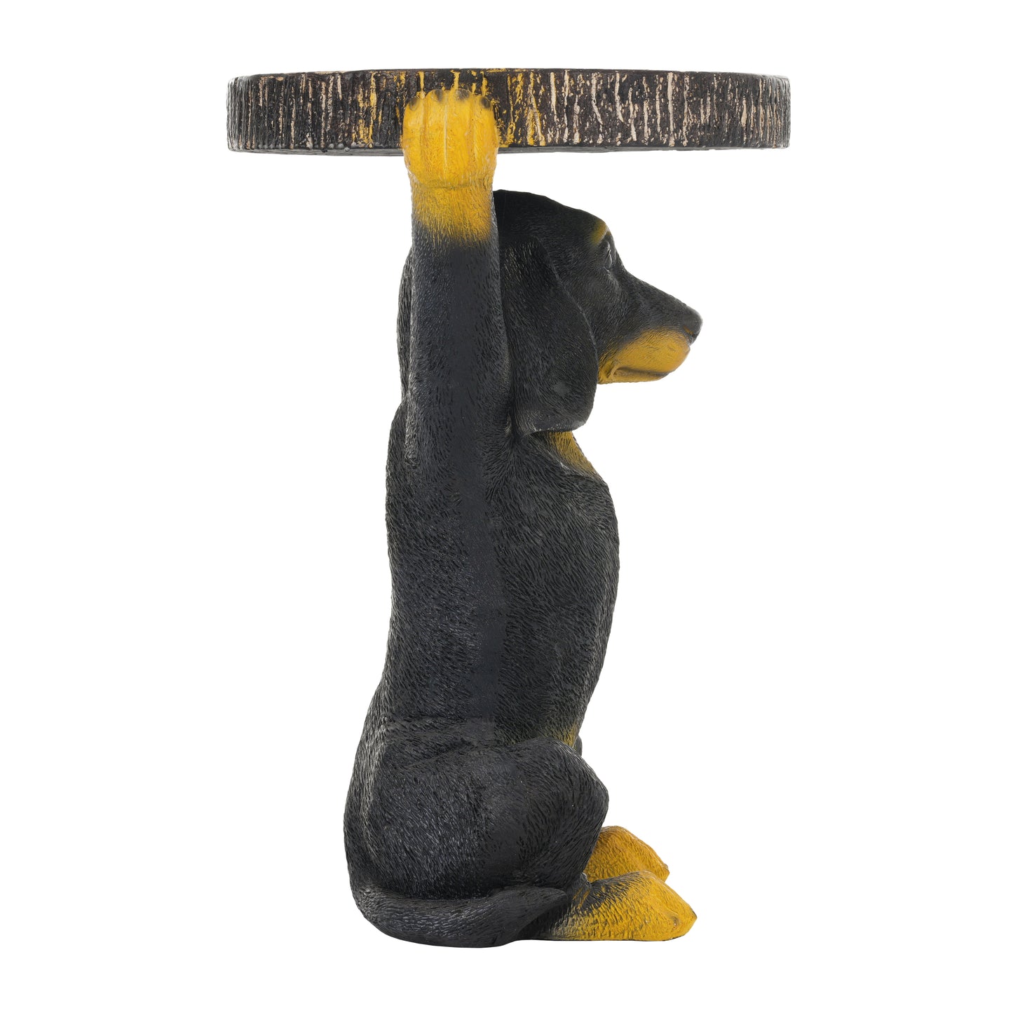 22.17"H Black Dog Side Table Pedestal End Table Stool, MGO Dog Statue Hand Painted Sculpture for Home, Office, Living Room & Outdoor Decor