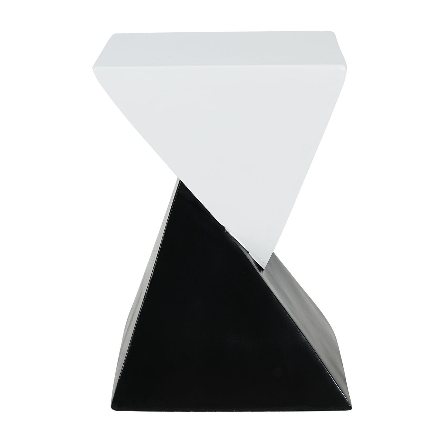 Modern Geometric MGO Side Table - Black & White Two Tone Indoor Outdoor End Table for Living Room, Patio, Garden, 18'' H x 12.5'' Base