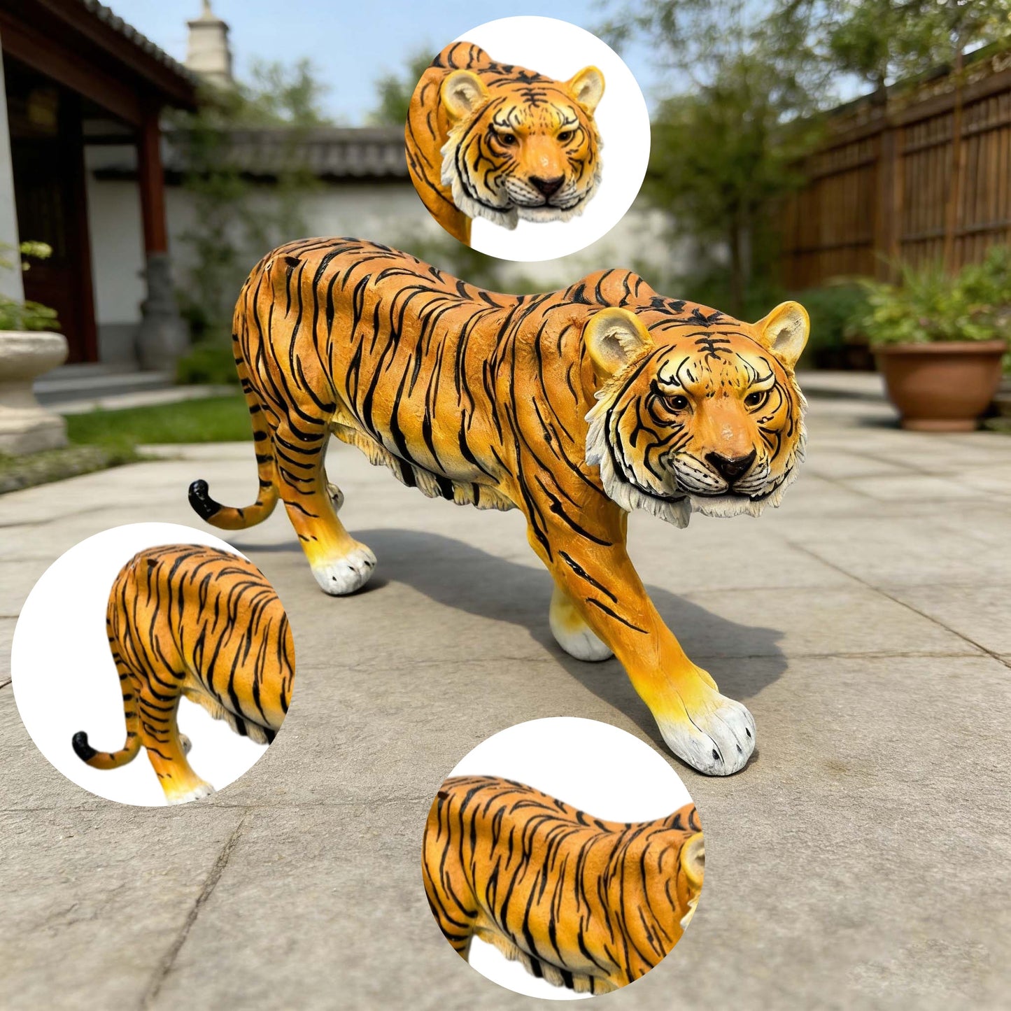 15.75" H x 33.46" L x 7.87" W Simulated Tiger Resin Garden Statue, Indoor & Outdoor Decorative Ornament, Lawn & Courtyard Art Craft, Unique Gift for Home & Yard