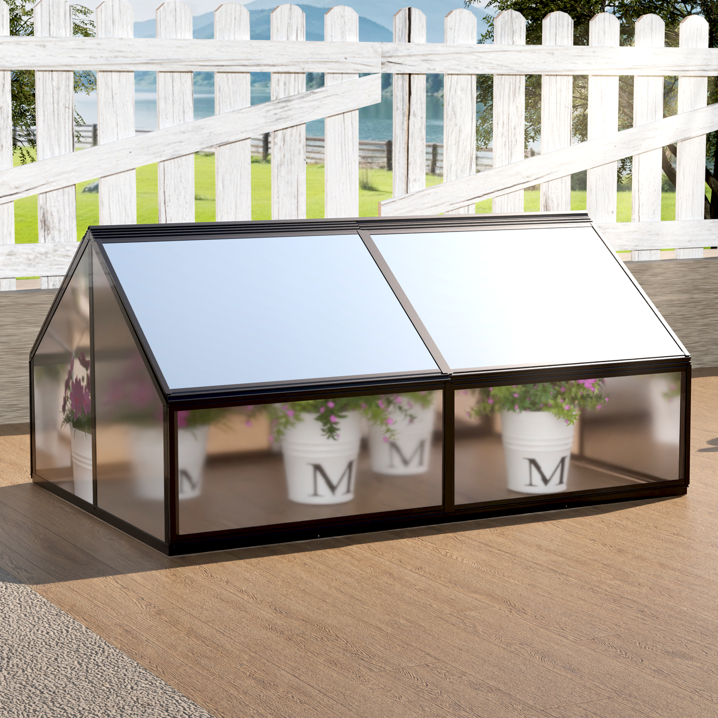 Large Greenhouse and Raised Flower Bed for Outdoors Plant Vegetable Box 68.7" x 45" x 51.5"