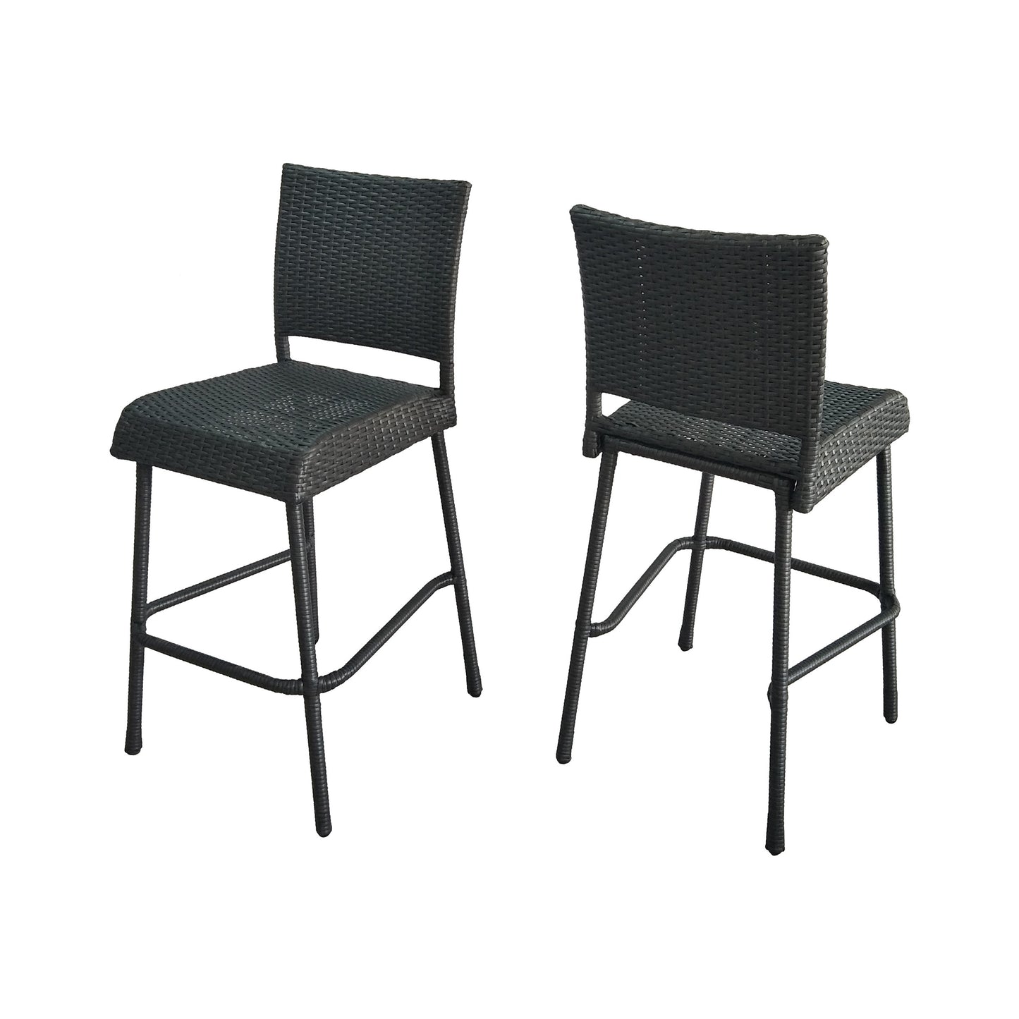 29" Outdoors PE Rattan Armless Barstools, Set of 2, Grey