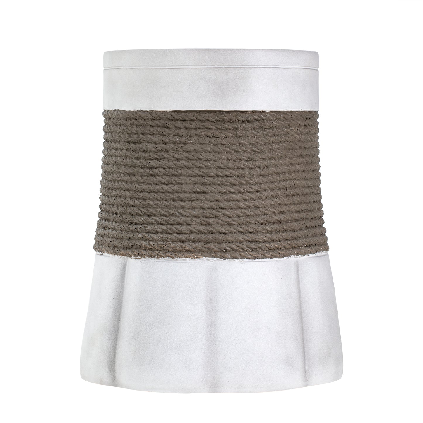Outdoor Light Gray & Brown Retro Woven Rope & Fan-Base MGO Side Table – End Table for Home, Office, Living Room & Outdoor