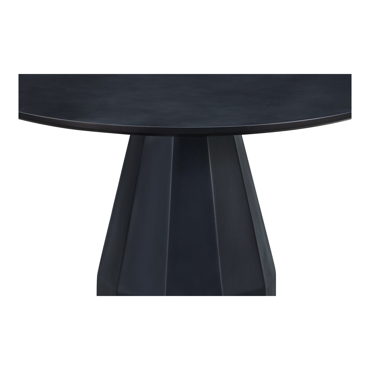 Outdoor Dining Table for 4, Round Concrete Top, Geometric Base, Black