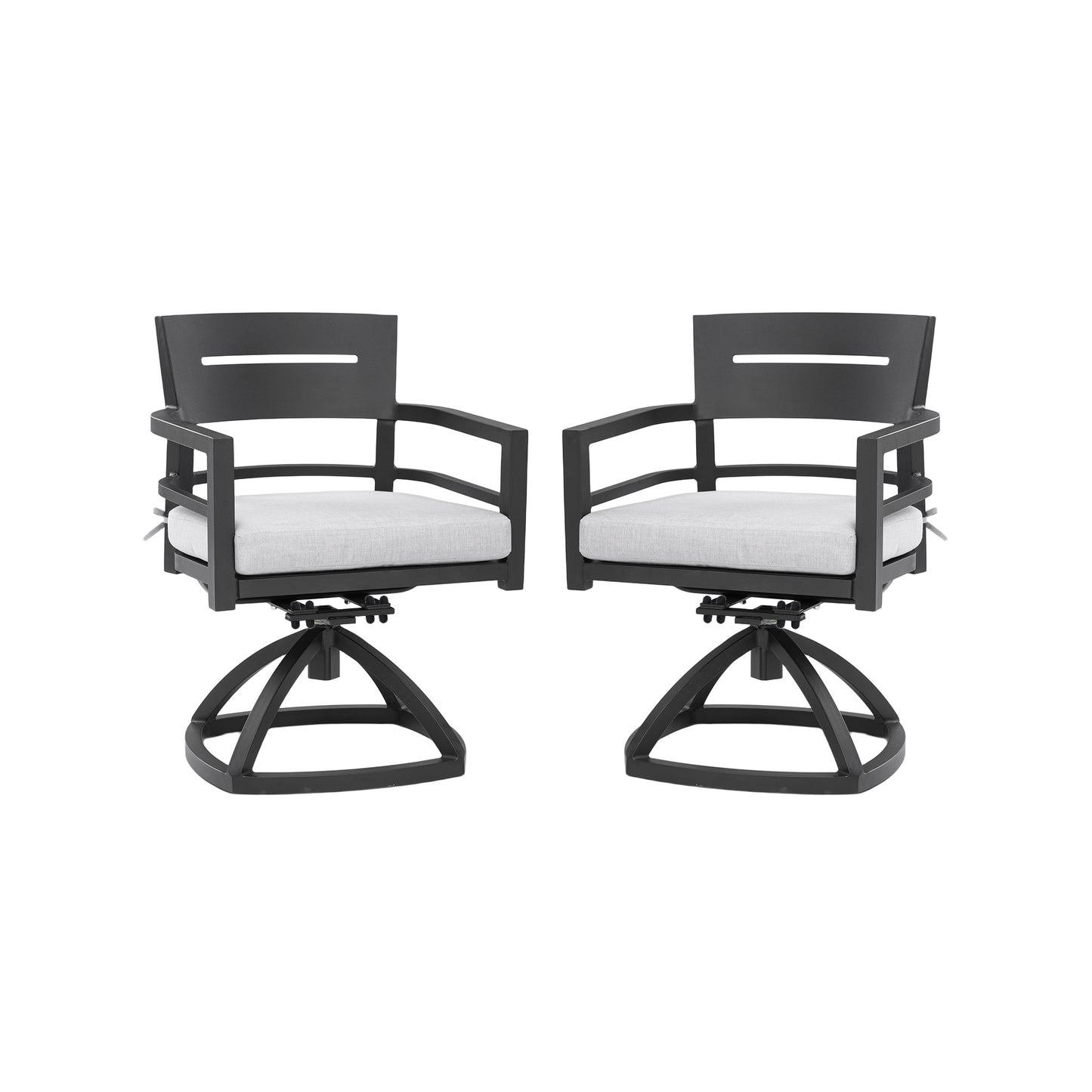 Outdoor Patio Aluminum Swivel Rocker 2PCS with Outdoor-grade Sunbrella Fabric Cushions, Ember Black