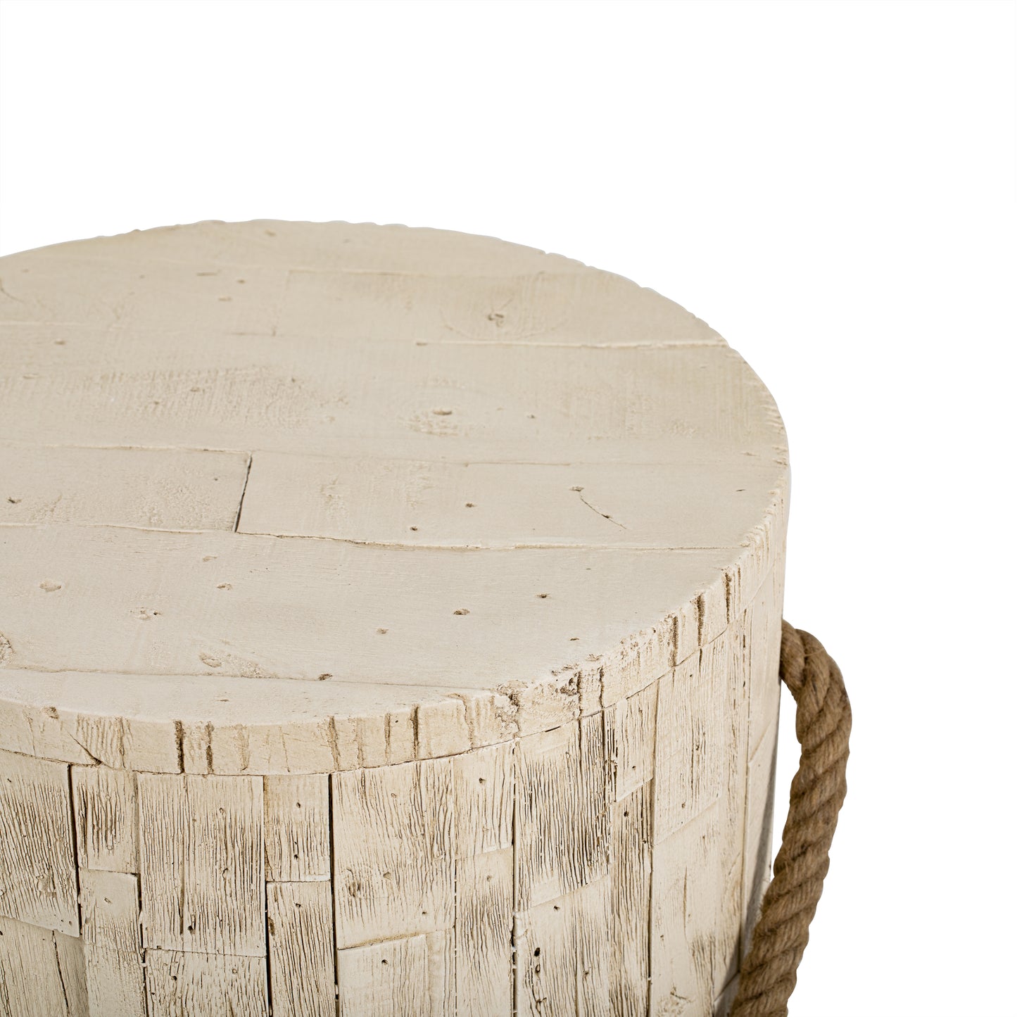 Outdoor Wood Grain Rustic MGO Side Table with Realistic Wood Vibe & Simulated Braided Cord – Indoor End Table for Home, Office, Living Room & Outdoor Decor