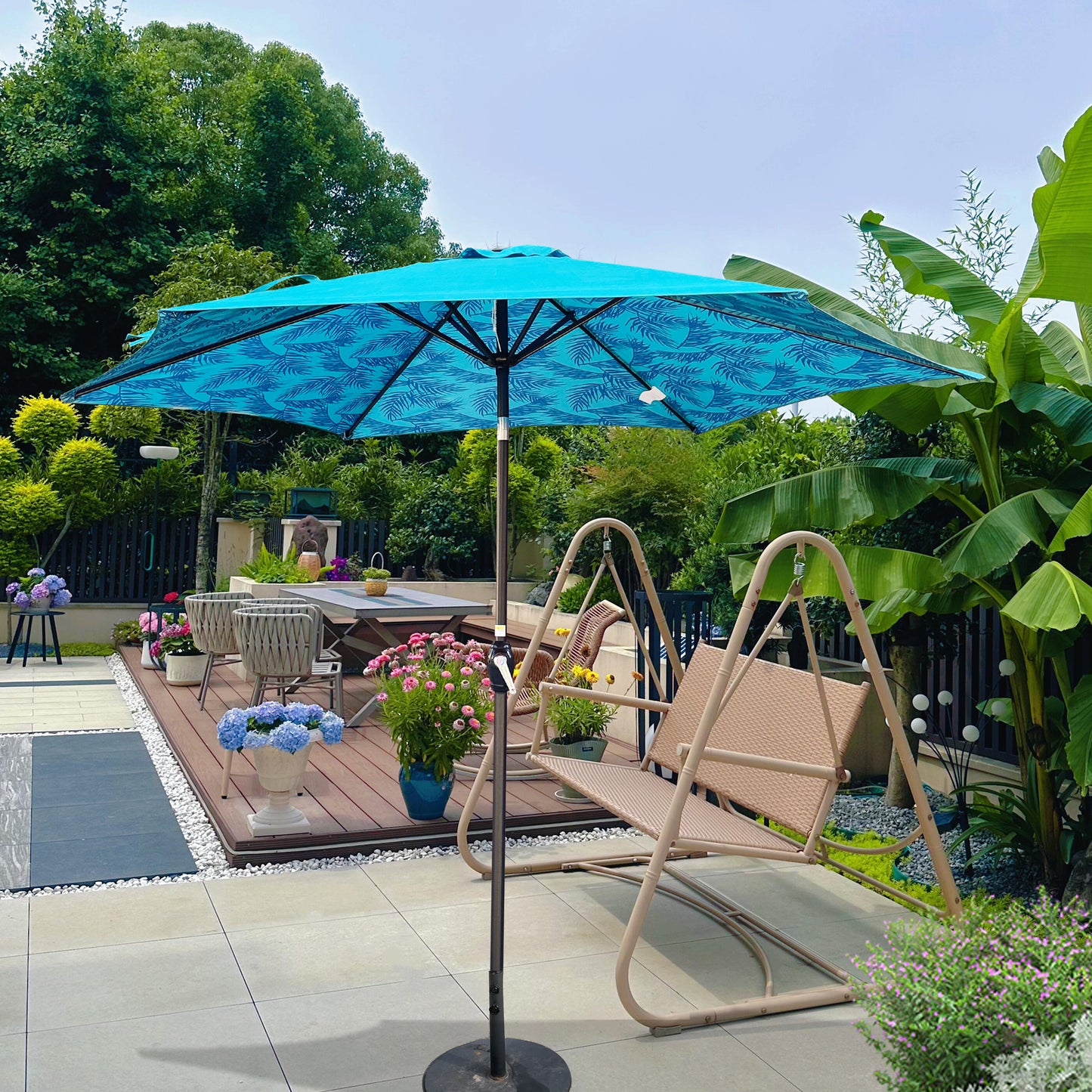 9FT UMBRELLA Ice Pattern + Cyan