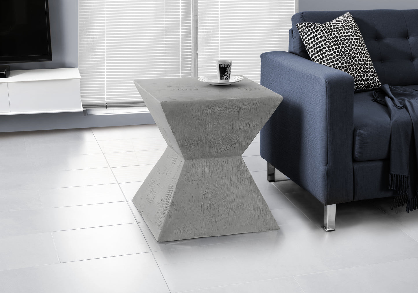Accent Table, 25"h, Indoor Or Outdoor, Side Table, End, Nightstand, Bedroom, Living Room, Grey, Contemporary, Modern