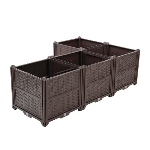 47.2 in. x 15.7 in. x 14. 7 in. Brown Plastic Rectangular Raised Garden Bed Outdoor Planter Box with Self-Watering