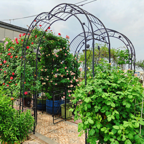98.4 in. Metal Garden Arch Garden Arbor Trellis Plants Support Rose Arch Outdoor Wedding Party Arch
