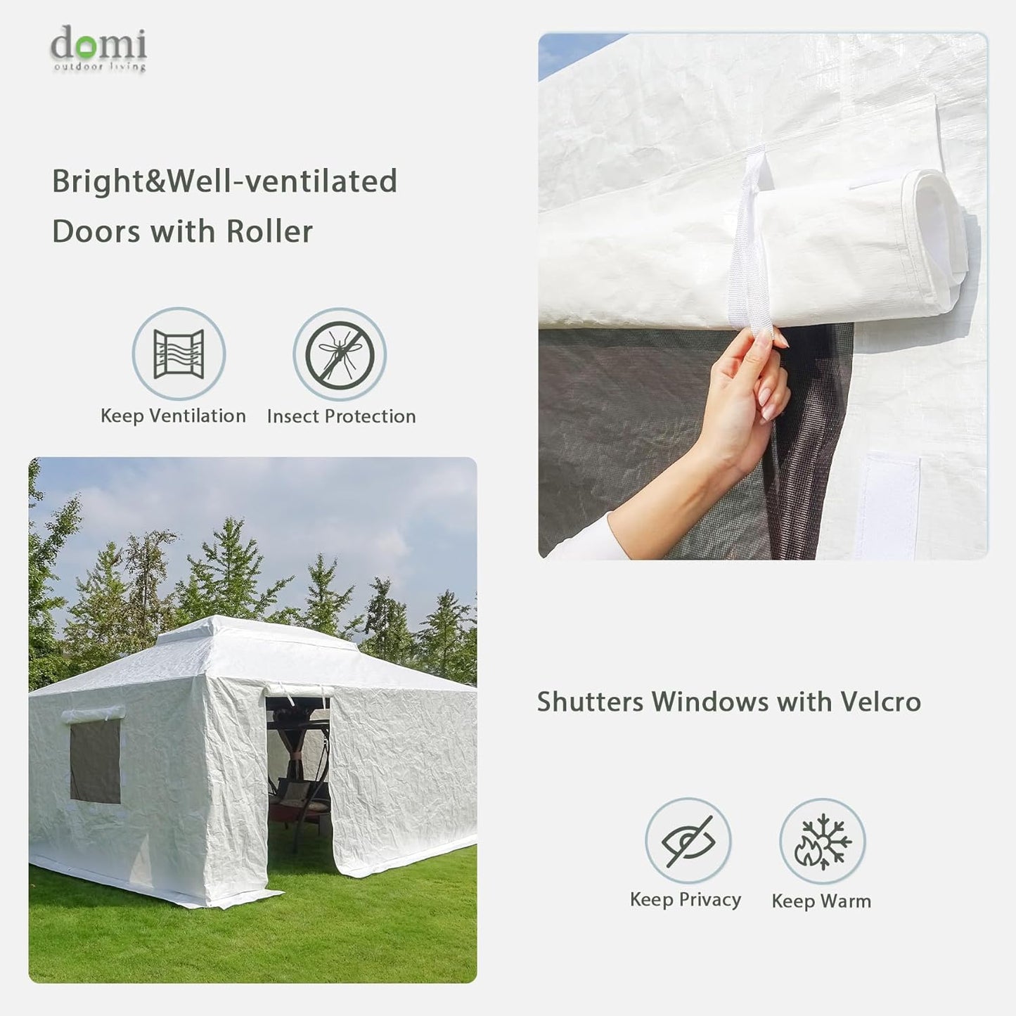 Gazebo Cover for 8'x 8'Metal Patio Gazebo, White