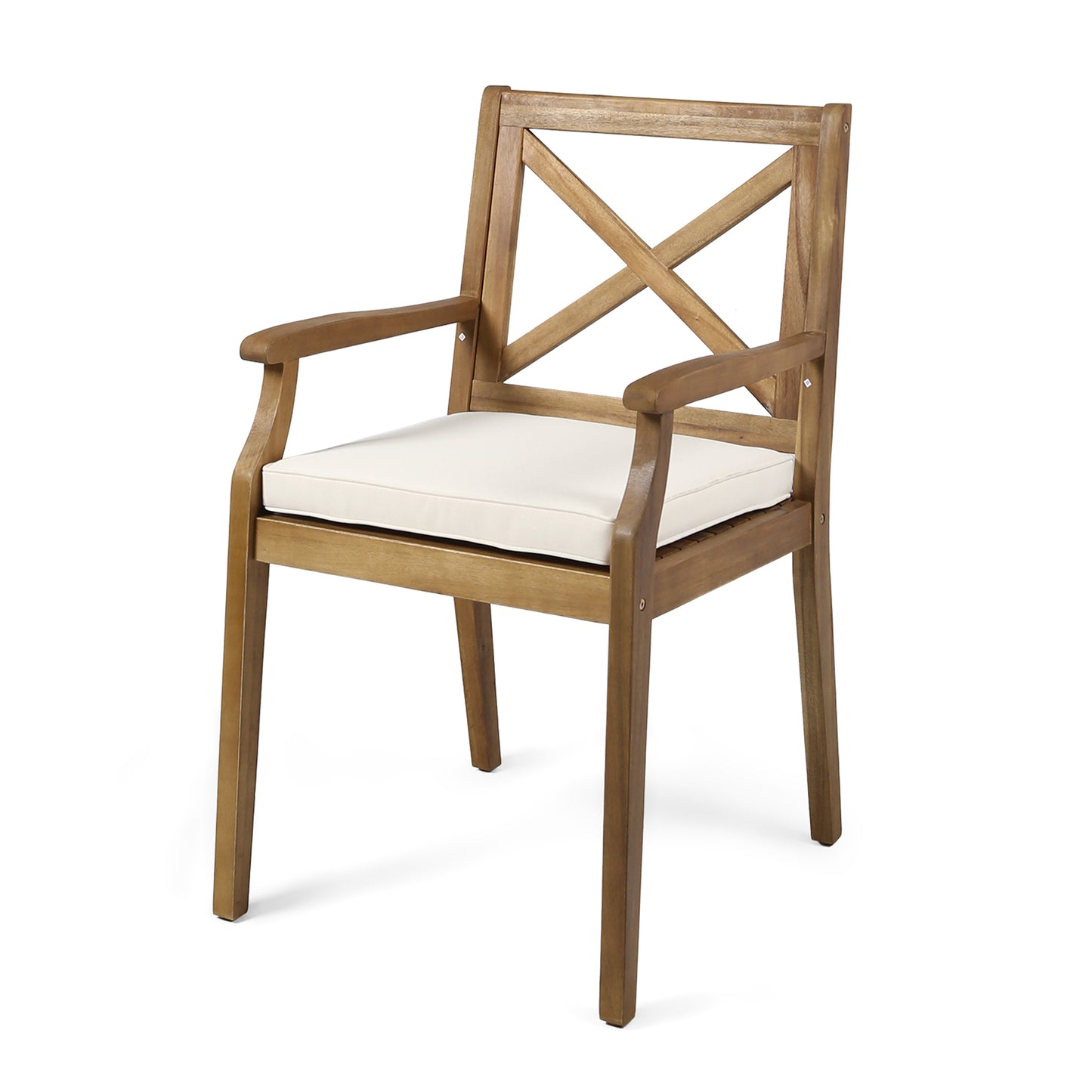 PERLA DINING CHAIR,2PCS with 2 Cream Cushions,for Backyard, Poolside, Garden