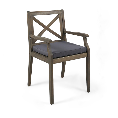 PERLA DINING CHAIR,2PCS with 2 Cushions,grey