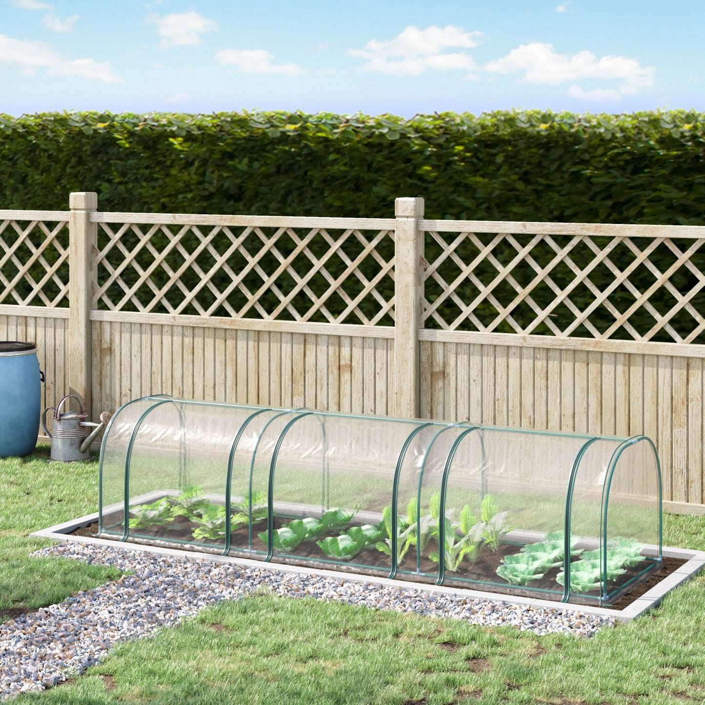 Outsunny 11' x 3' x 2.5' Mini Greenhouse, Portable Tunnel Green House with Roll-Up Zippered Doors, UV Waterproof Cover, Steel Frame, Clear