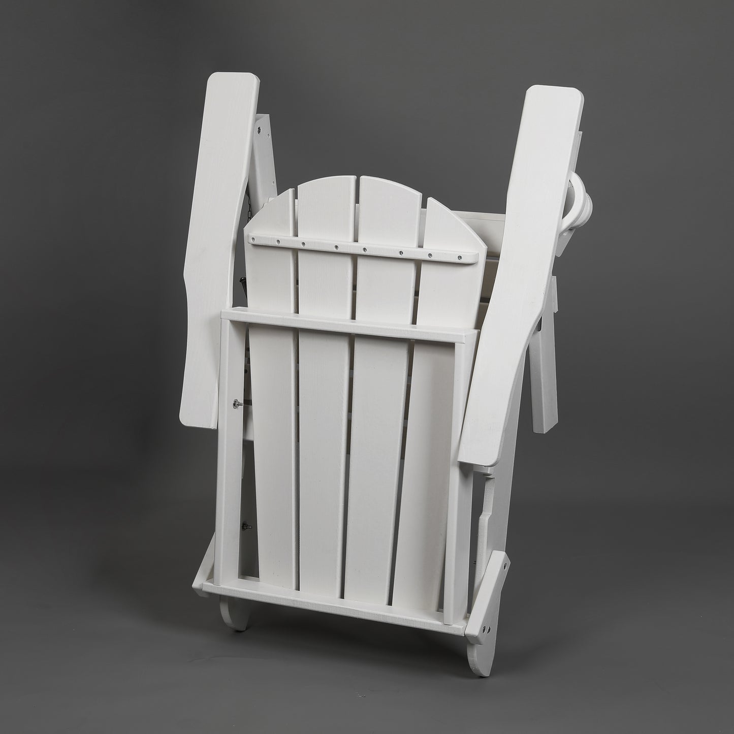 HDPE Folding Adirondack Chair with Dual Cup Holder - Composite Adirondack Chair with Wood Texture- White