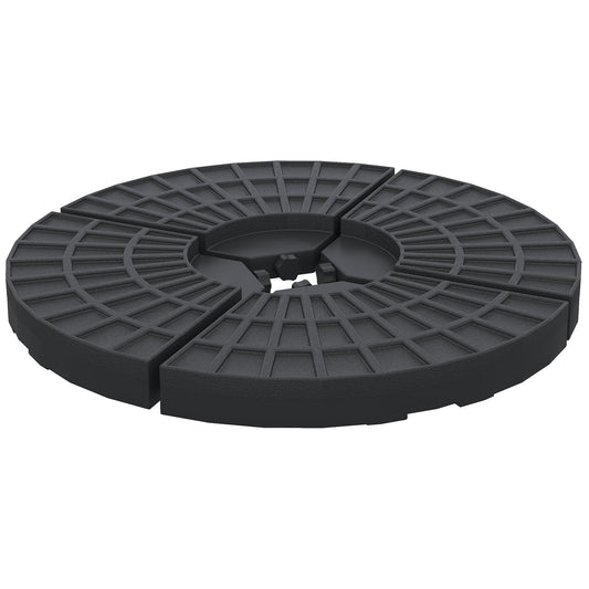 Outsunny 4 Pieces Round Patio Umbrella Base, Cantilever Offset Outdoor Umbrella Weights, 52 Liters Capacity Water or 112 lbs Capacity Sand Plates Set, Black