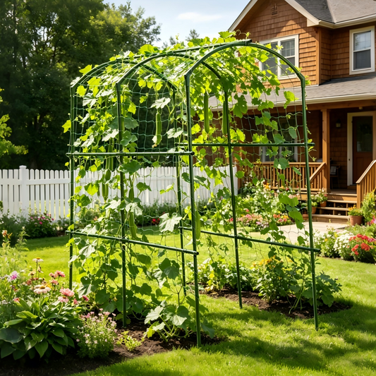 Cucumber Trellis for Raised Bed, U-Shape Garden Arch Metal Support for Climbing Plants, Metal Arch Plant Support Vegetables Trellis