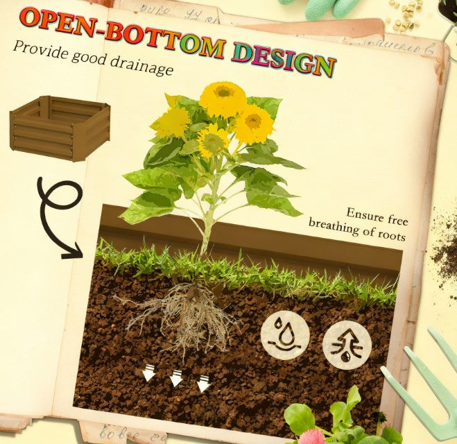 Garden Bed,Raised Garden Bed,Galvanized Planter Box with Cage for Climbing Vines