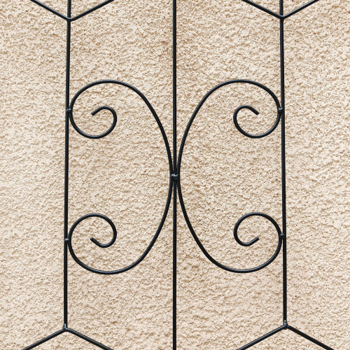Black 86.7 in. Metal Garden Trellis, Outdoor Flower Support for Climbing Plants, 2-Pack