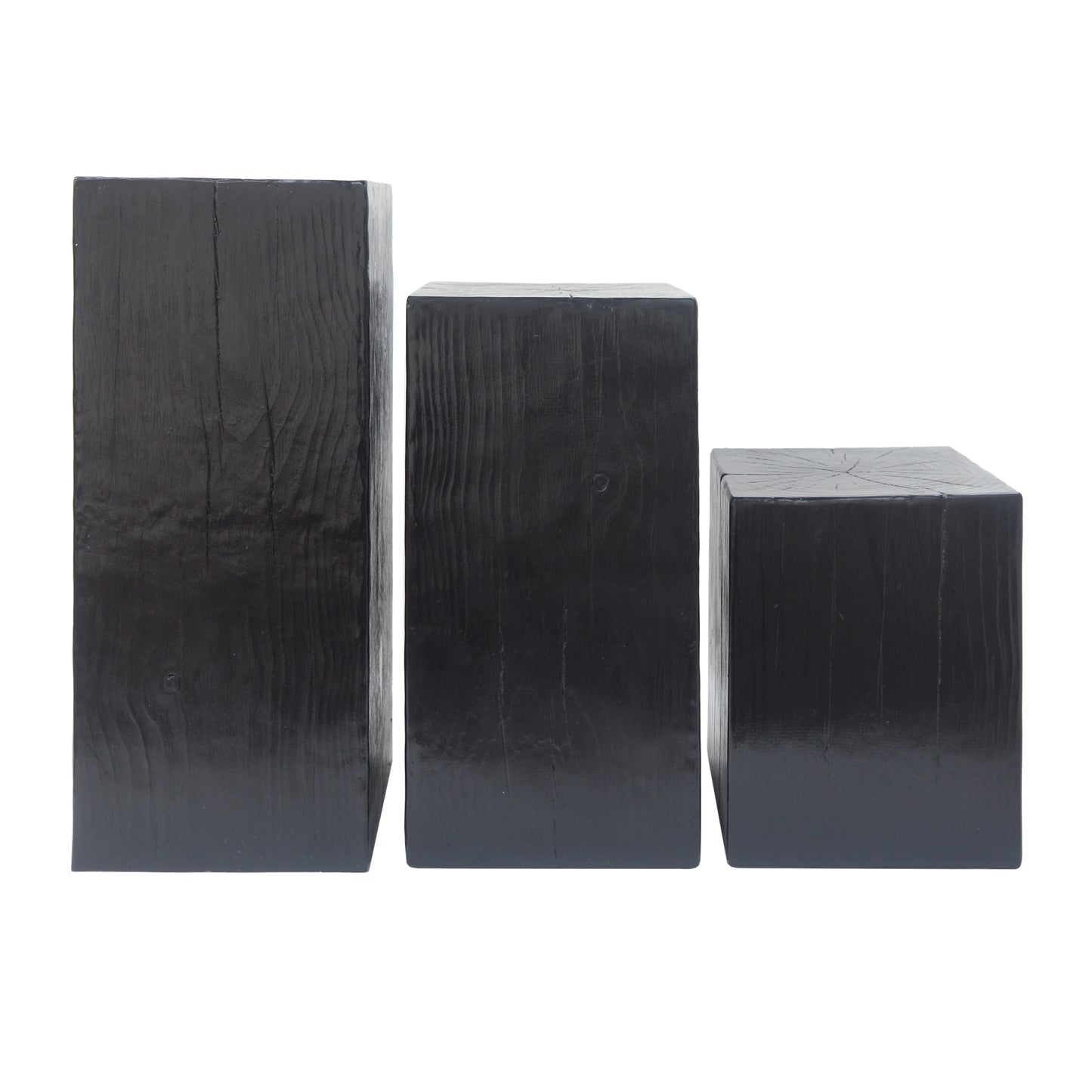 Retro natural style Side Table Set ,Stackable End Tables,Square-Column MGO Side Table for for Living Room, Bedroom, Office, Black Color