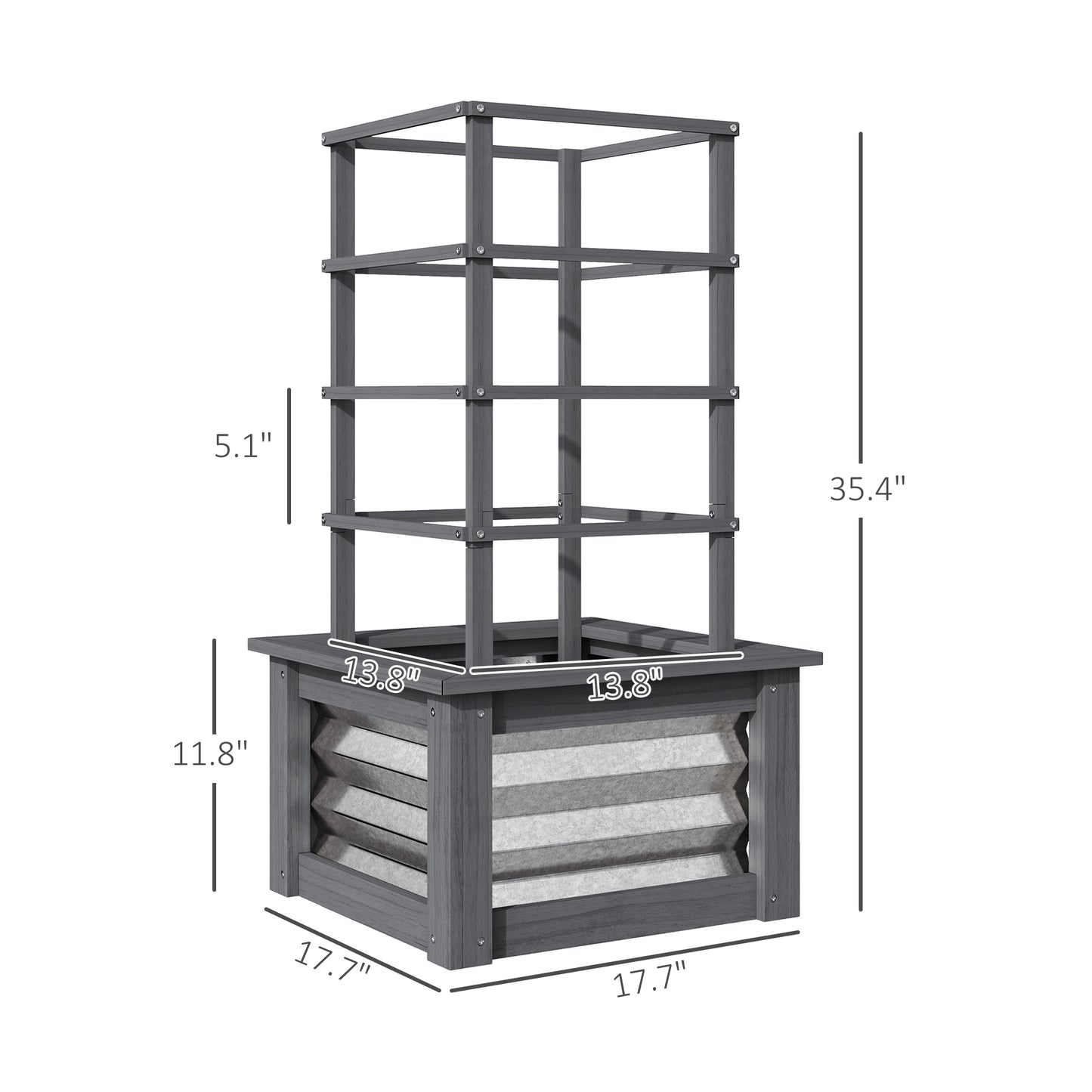 Versatile Raised Garden Bed,Galvanized Planter Box Elevated Garden Bed,Wooden Garden Bed with Trellis