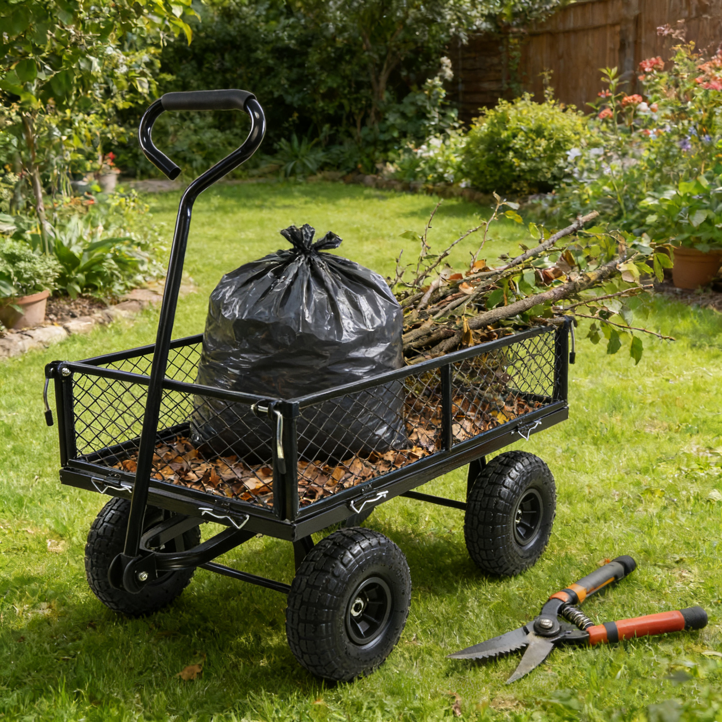 Wagon Cart Garden cart trucks make it easier to transport firewood TC1840BKG