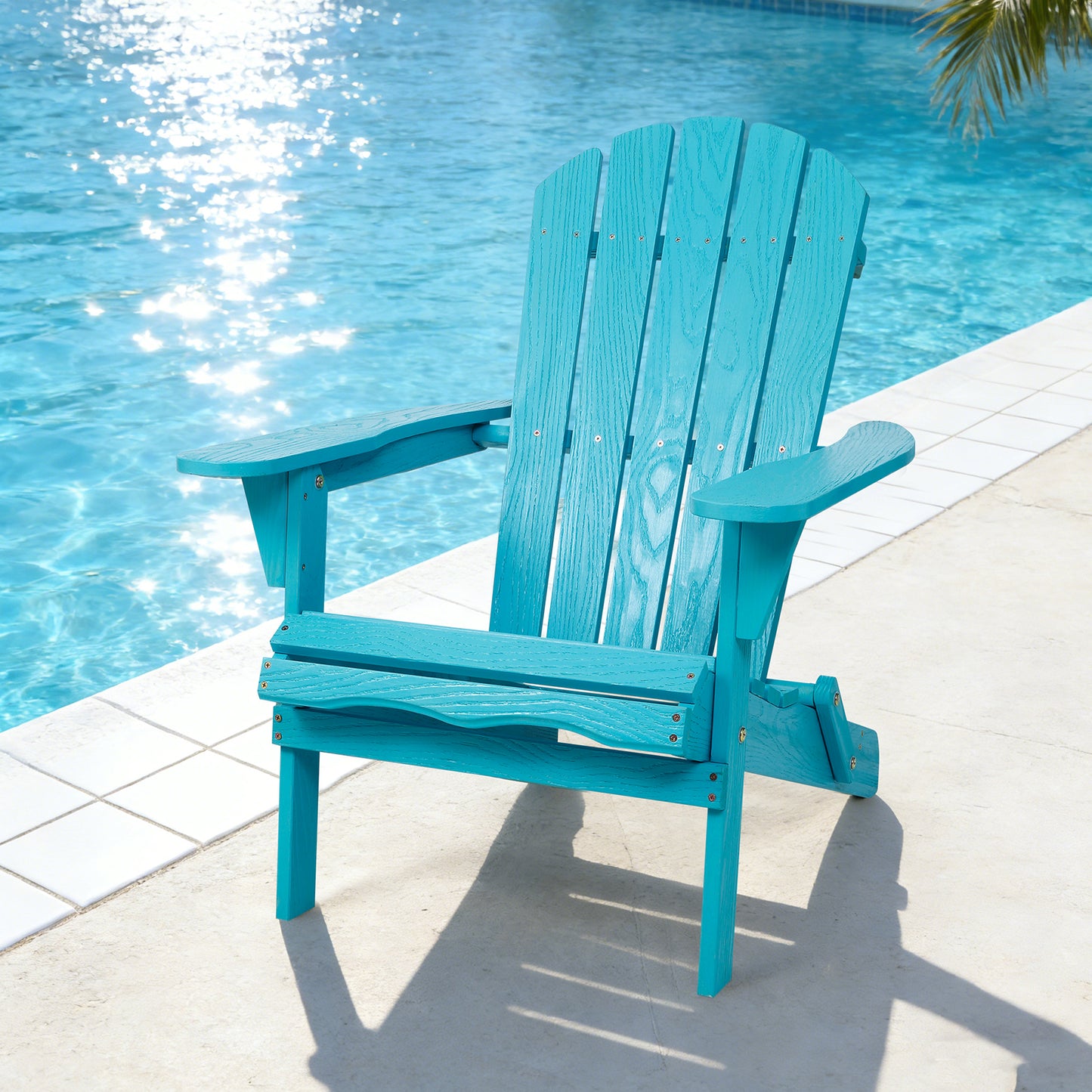 Wood Lounge Patio Chair for Garden Outdoor Wooden Folding Embossed Adirondack Chair Solid Wood Lounge Patio Chair with Wood Grain