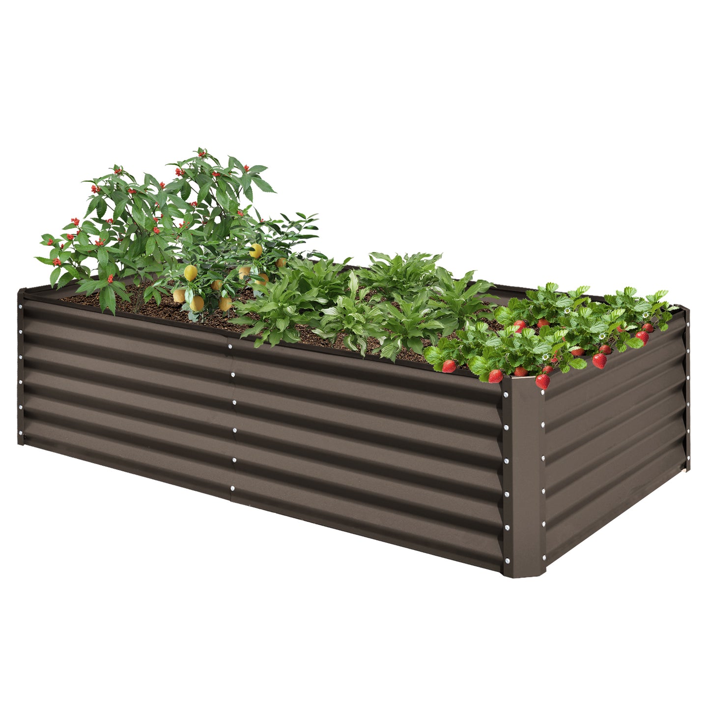 6x3x1.5ft Galvanized Raised Garden Bed, Outdoor Planter Garden Boxes Large Metal Planter Box for Gardening Vegetables Fruits Flowers, Brown
