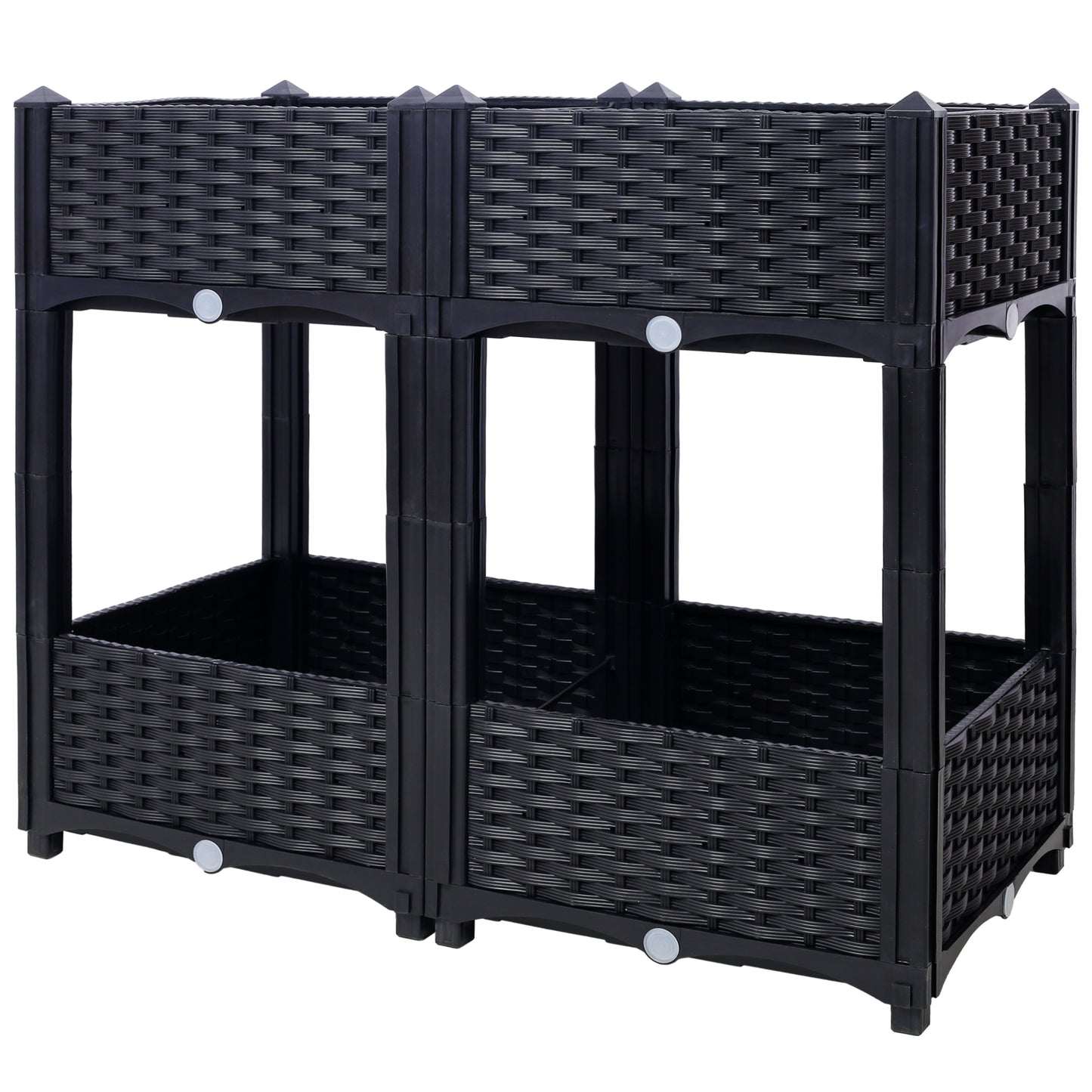 Planter Raised Beds - Elevated Planter Garden Box with Drainage Plug Raised Garden Beds for Vegetable/Flower/Herb Outdoor Standing Planter Beds Gardening Kit,Black,31.5"x15.7"x27.7"