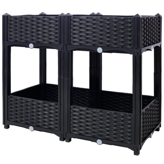 Planter Raised Beds - Elevated Planter Garden Box with Drainage Plug Raised Garden Beds for Vegetable/Flower/Herb Outdoor Standing Planter Beds Gardening Kit,Black,31.5"x15.7"x27.7"