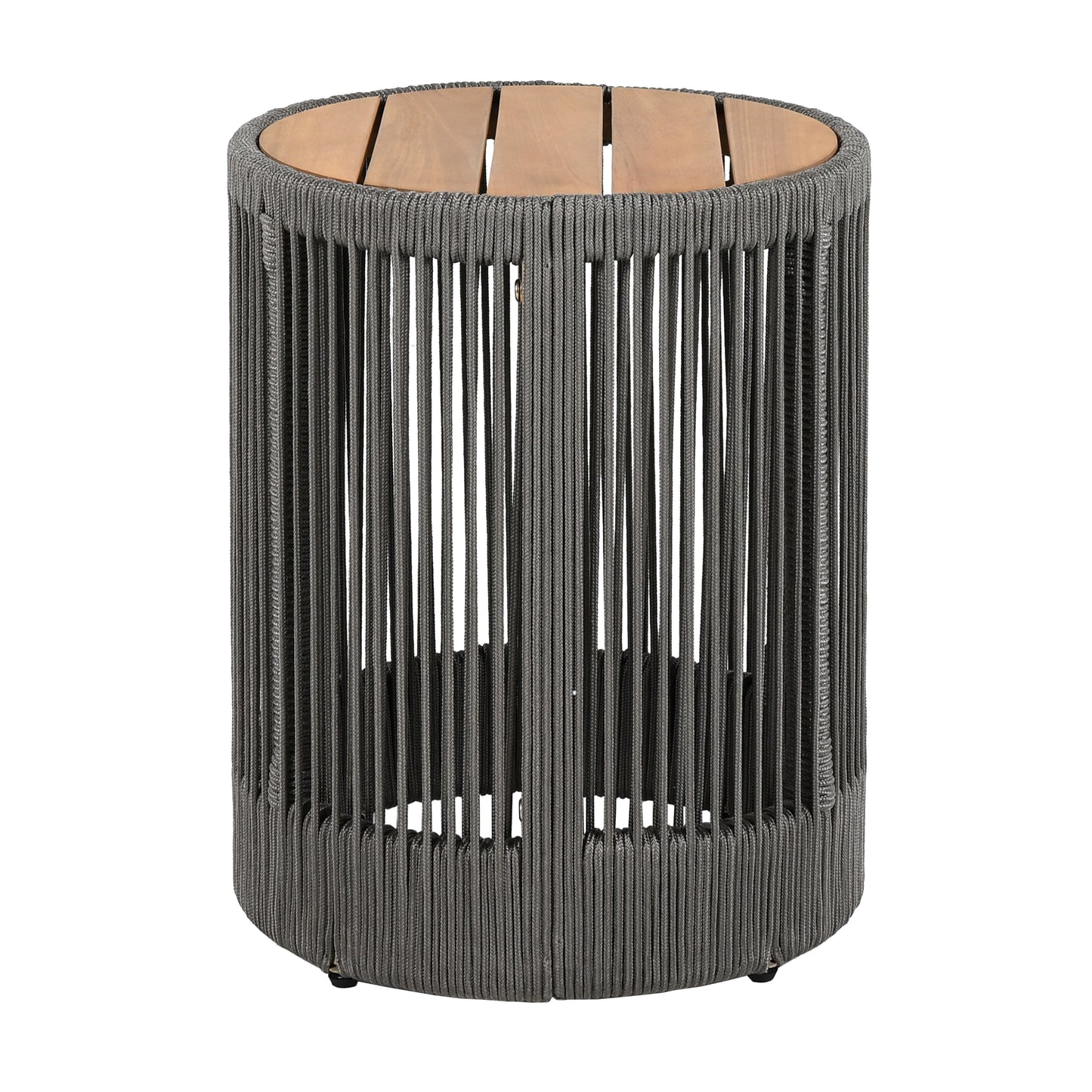 Rustic Industrial Table Set,Coffee Table & Side Table with Woven Rope Design, Modern Functionality Stylish Table Set for Living Room and Home Decor-Rope Grey