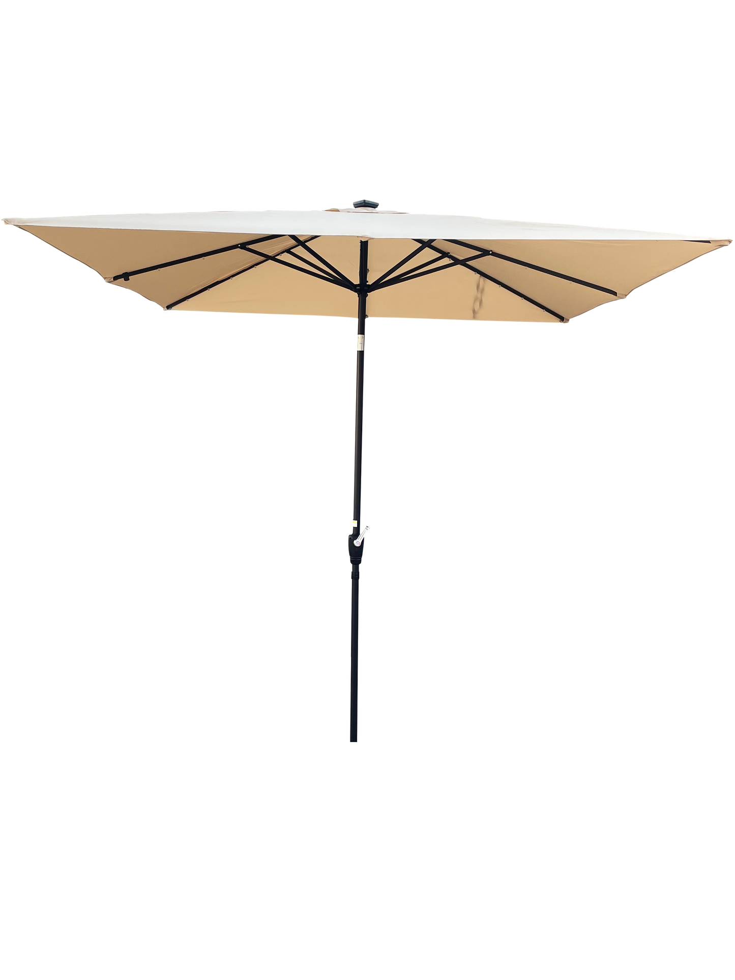 Square 2.5X2.5M Outdoor Patio Umbrella Solar Powered LED Lighted Sun Shade Market Waterproof 8 Ribs Umbrella with Crank and Cross Base for Garden Deck Backyard Pool Shade Outside Deck Swimming Pool