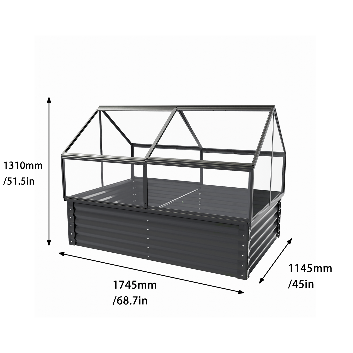 Large Greenhouse and Raised Flower Bed for Outdoors Plant Vegetable Box 68.7" x 45" x 51.5"