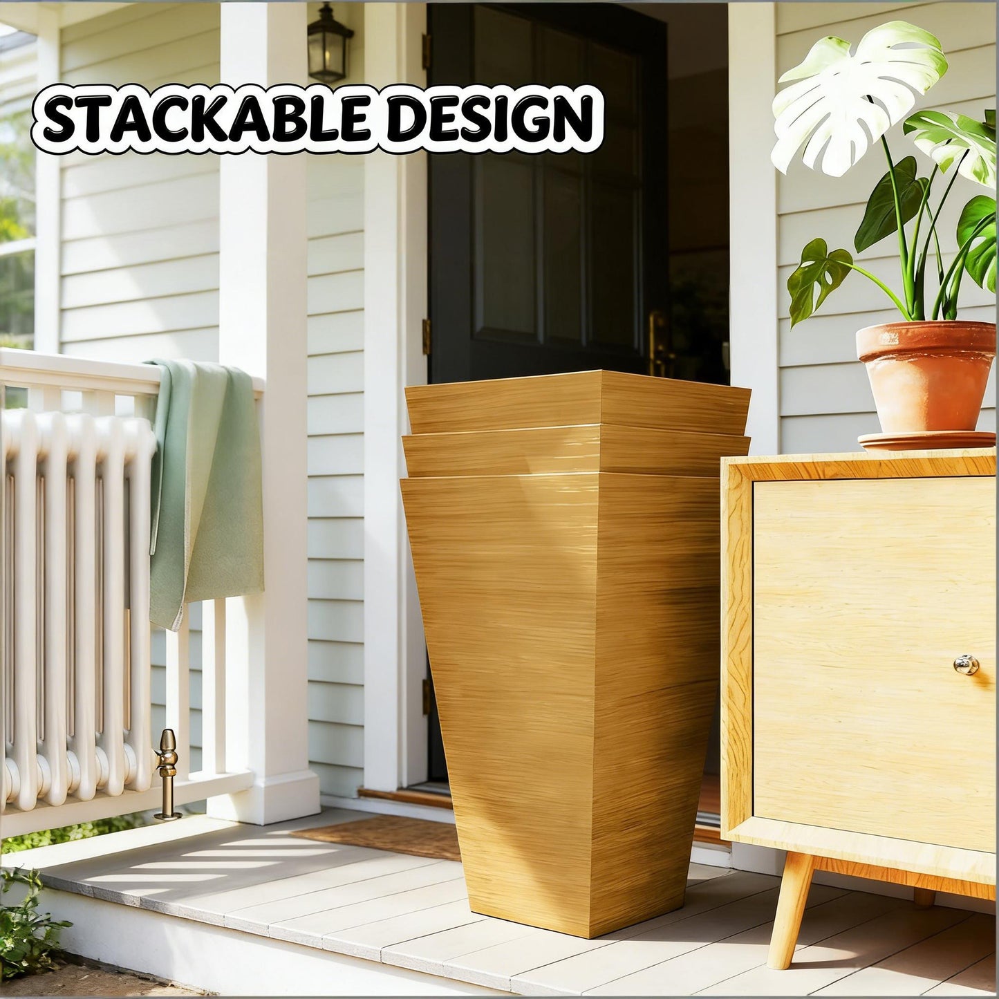 Classic Planter,Outdoor Planter,Set of 3 Tall Planters