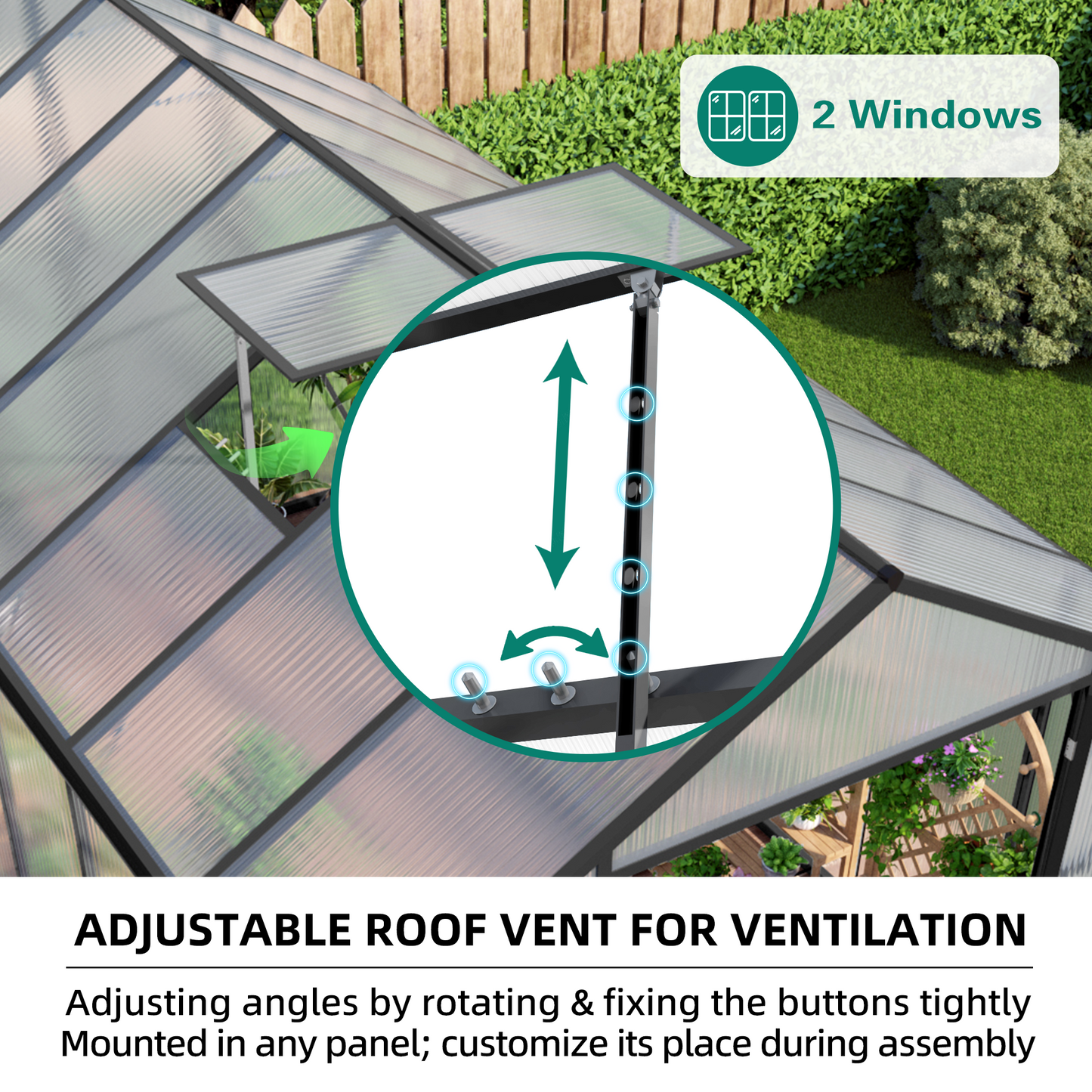 Newly marketed Gain height windproofaluminum greenhouse 8x14 FT Polycarbonate Greenhouse Raised Base and Anchor Aluminum Heavy Duty Walk-in Greenhouses for Outdoor Backyard in All Season