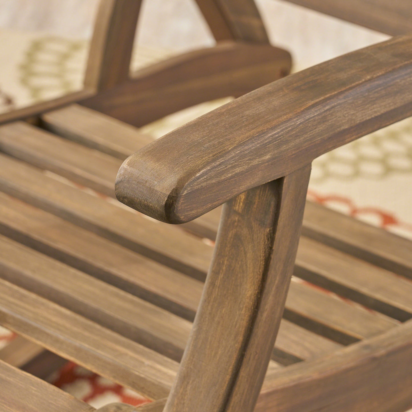Outdoor Acacia wood Rocking Chair with Retractable foot panel,Rocker Patio Rocking Chair for Porch, Patio, Balcony,