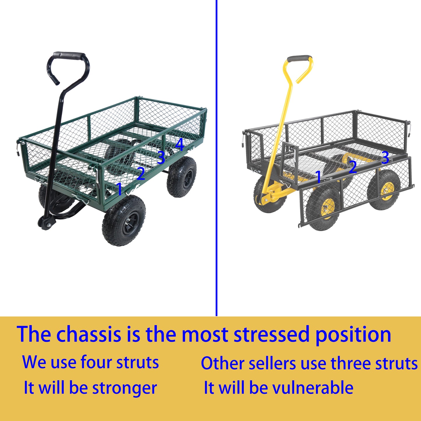 Wagon Cart Garden cart trucks make it easier to transport firewood (green)