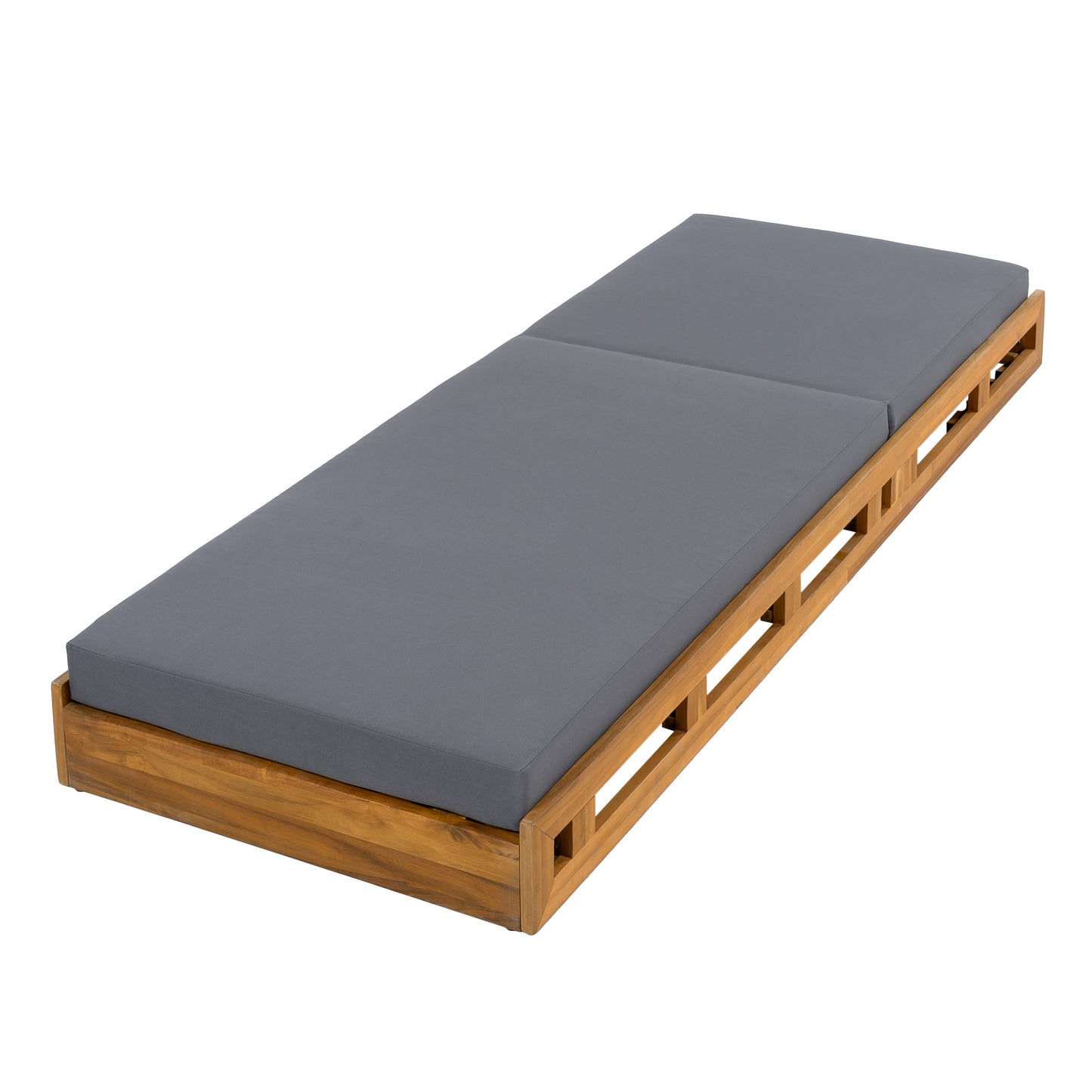 LOUNGE CHAISE SET, ACACIA WOOD WITH WATER-RESISTANT LOUNGE CUSHIONS (Dark Grey/ & 4 INCH THICK) - MATCHING CREAM VERSION AVAILABLE