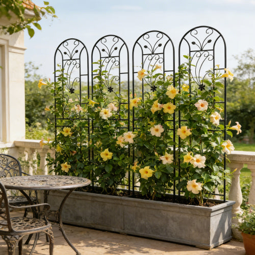 86.7 in. x 19.7 in. Metal Garden Trellis Rustproof Trellis Peacock Style for Climbing Plants in Black (2 Pack)