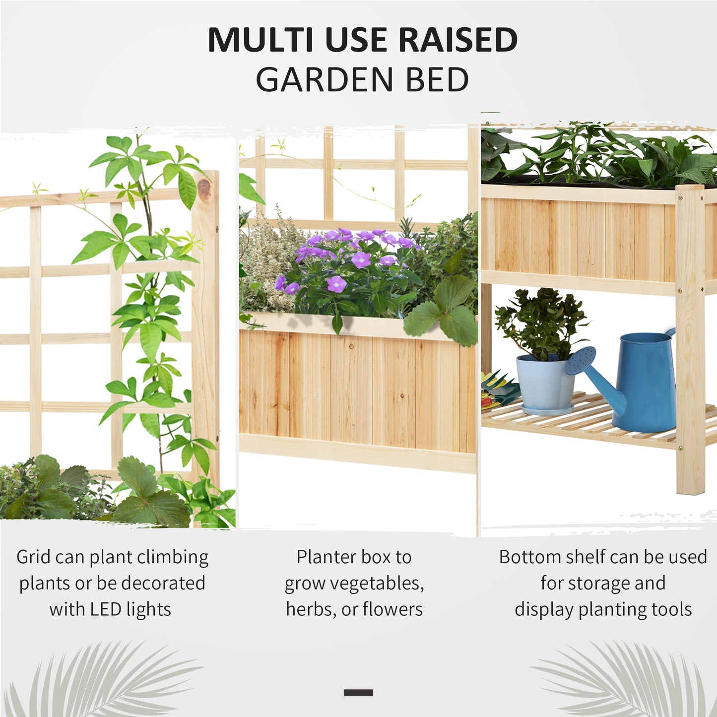 Wooden Raised Garden Bed , Coutryside Style Elevated Planter Box Stand w