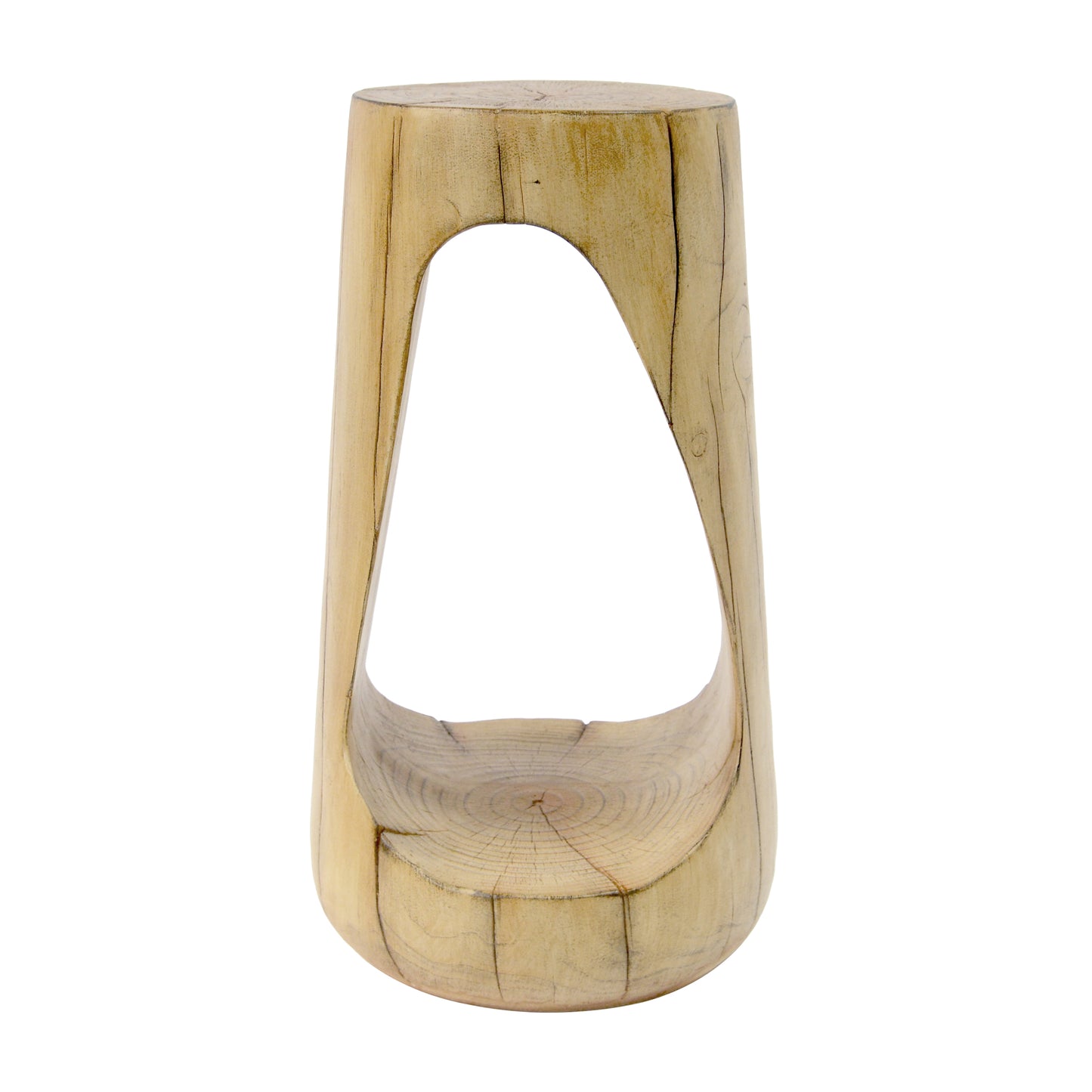 Outdoor Side Table,Hollow Design End Table,Patio Garden Stool Table,Decorative Accent Table for Patio Balcony Beach Pool Side,Lightweight Concrete,Wood Like Texture,Natural Color