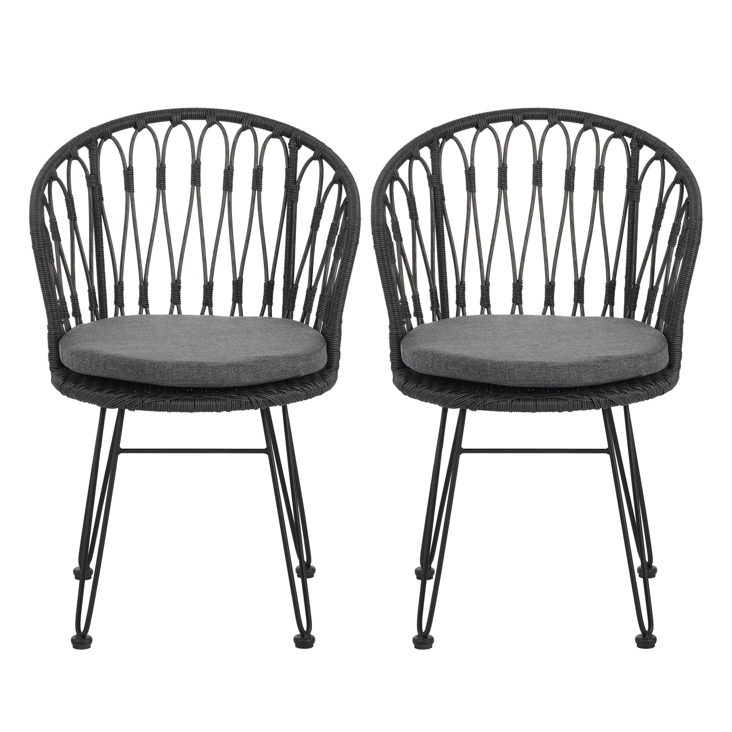 TAVON CHAIR,2PCS with 2 Cushions,Gray