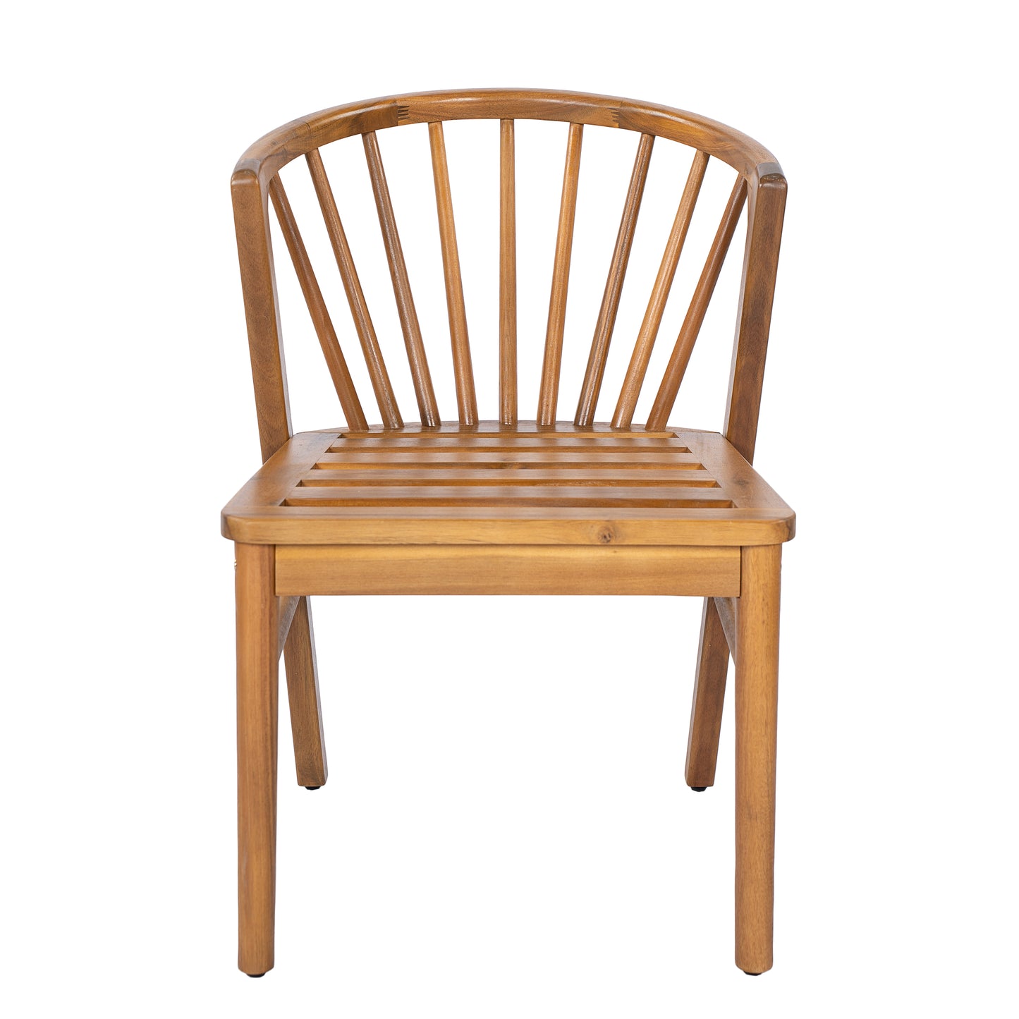 Outdoor Dining Chairs Set of 2, Acacia Wood Patio Chairs with Cream Washable Cushion,for Backyard, Poolside, Garden,Teak
