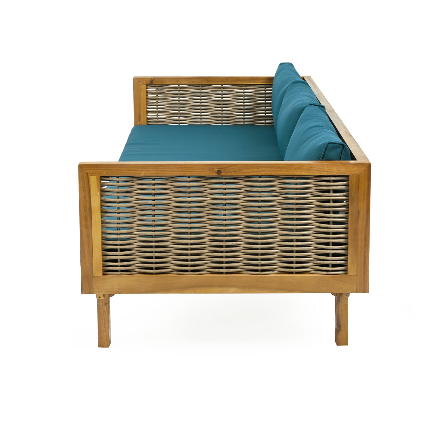 CLAREMONT 3 SEATER DAYBED WITH RATTAN ARMS (TEAK CUSHION)
