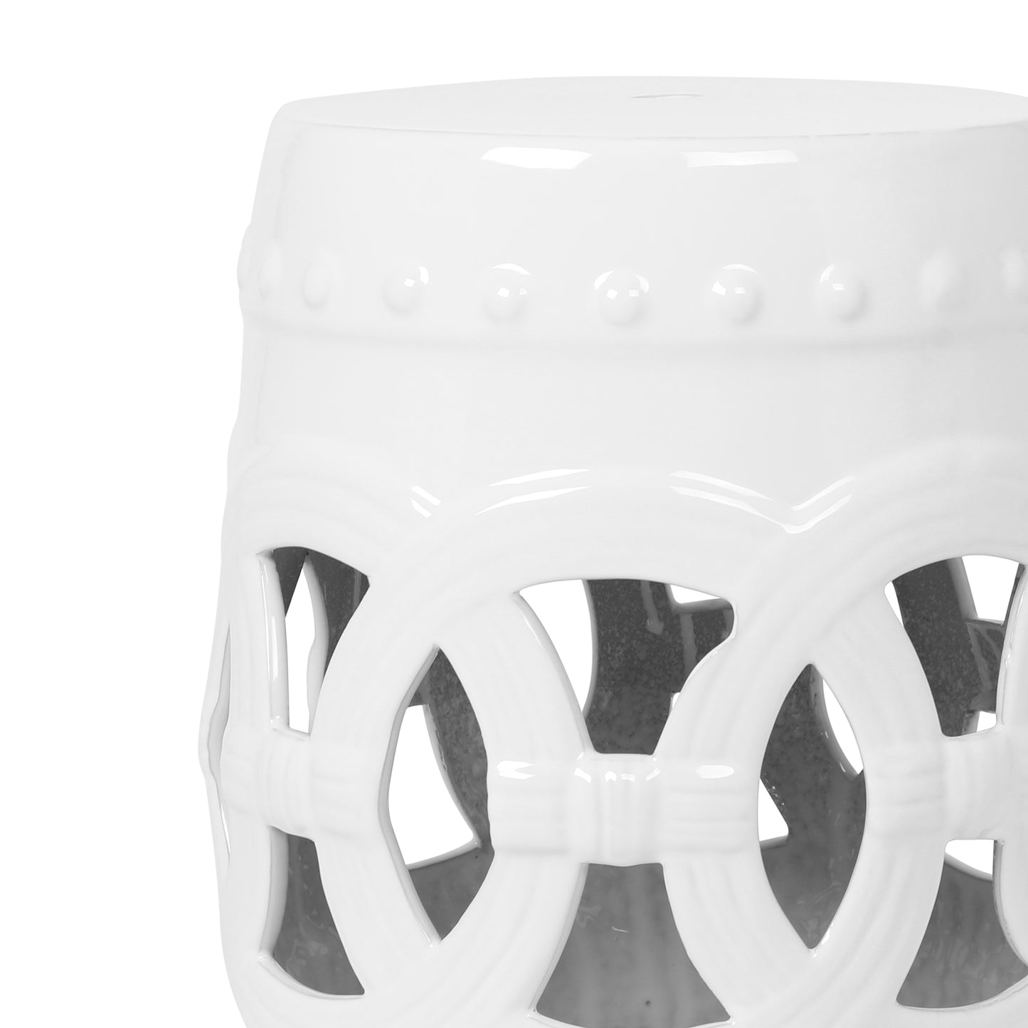 10.5" x 17" Glazed Ceramic Drum Stool - Indoor/Outdoor Side Table - Accent Garden Stool