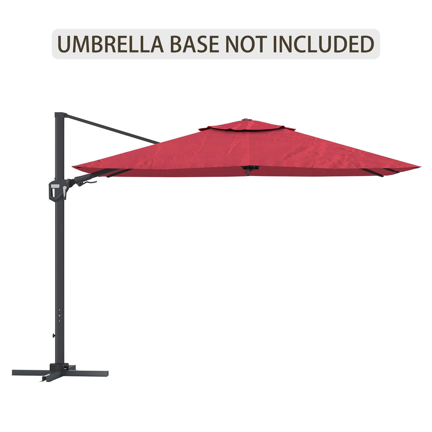 11FT Square Cantilever Patio Umbrella in Red (without Umbrella Base)