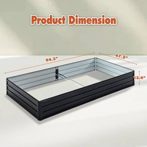 94 in. x 47 in. x 13 in. Large Outdoor Garden Galvanized Planter Raised Garden Bed, for Gardening Vegetables Flowers