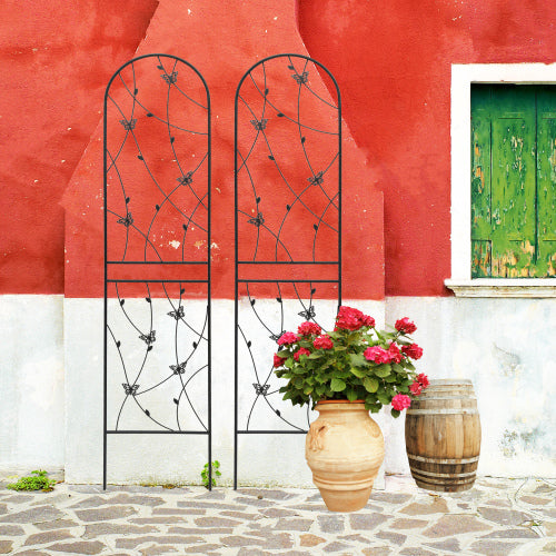 2-Pack 86.7 in. x 19.7 in. Black Metal Garden Trellis, Rustproof Trellis for Climbing Plants Outdoor Flower Support