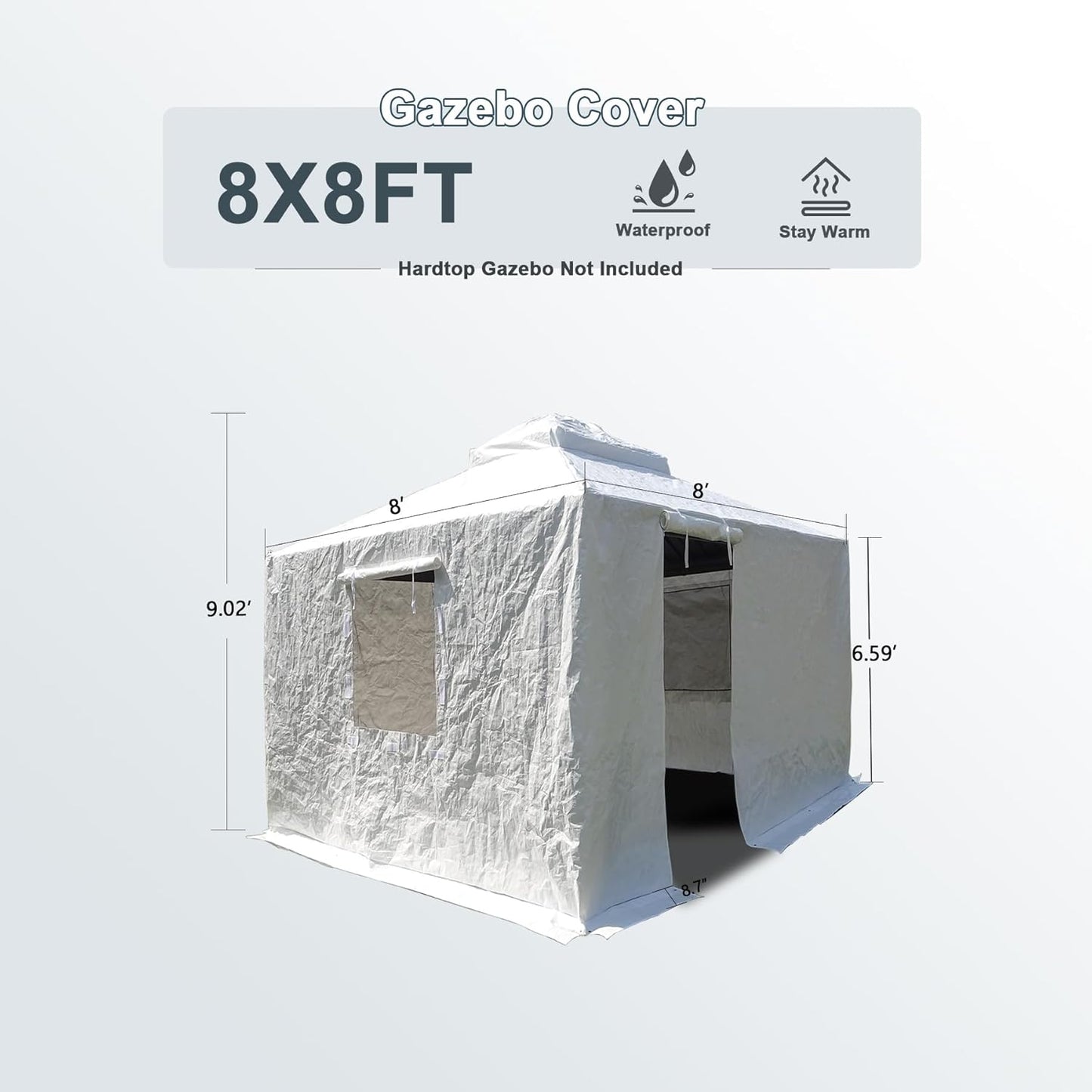 Gazebo Cover for 8'x 8'Metal Patio Gazebo, White